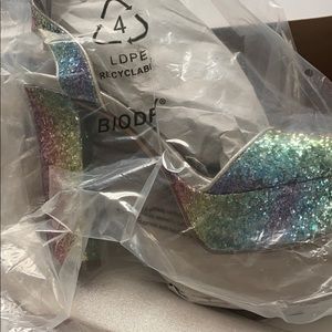 Jessica Simpson rainbow glitter heels size 8m